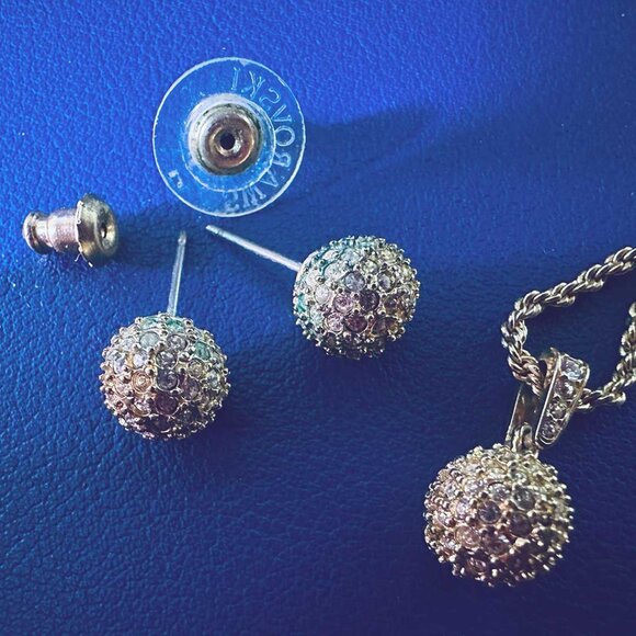 VTG Disco Sparkle! Beautiful 16” Swarovski Pave’ Necklace with Matching Earrings - Picture 1 of 4